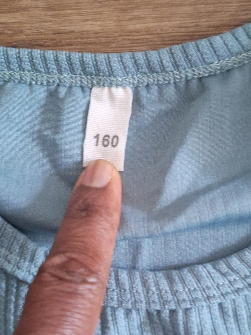 Light Blue Ribbed Drawstring Skirt - Picture 2 of 6